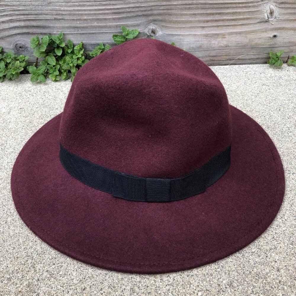 PRIMARK Fedora Hat Women's One Size 100% Wool Purple Wide Brim Cap